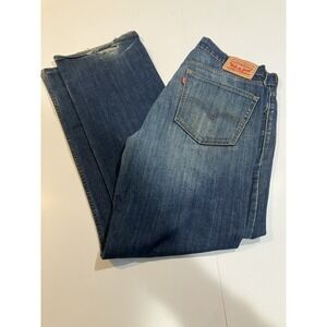 Levis 527 Jeans Mens 34x32 Blue Slim Bootcut Denim Distressed Classic